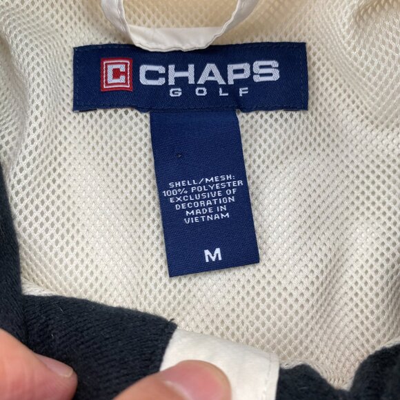 Vintage Chaps Golf Windbreaker Jacket Short Sleeve Men M Cream Pull Over Sweater - Picture 7 of 13